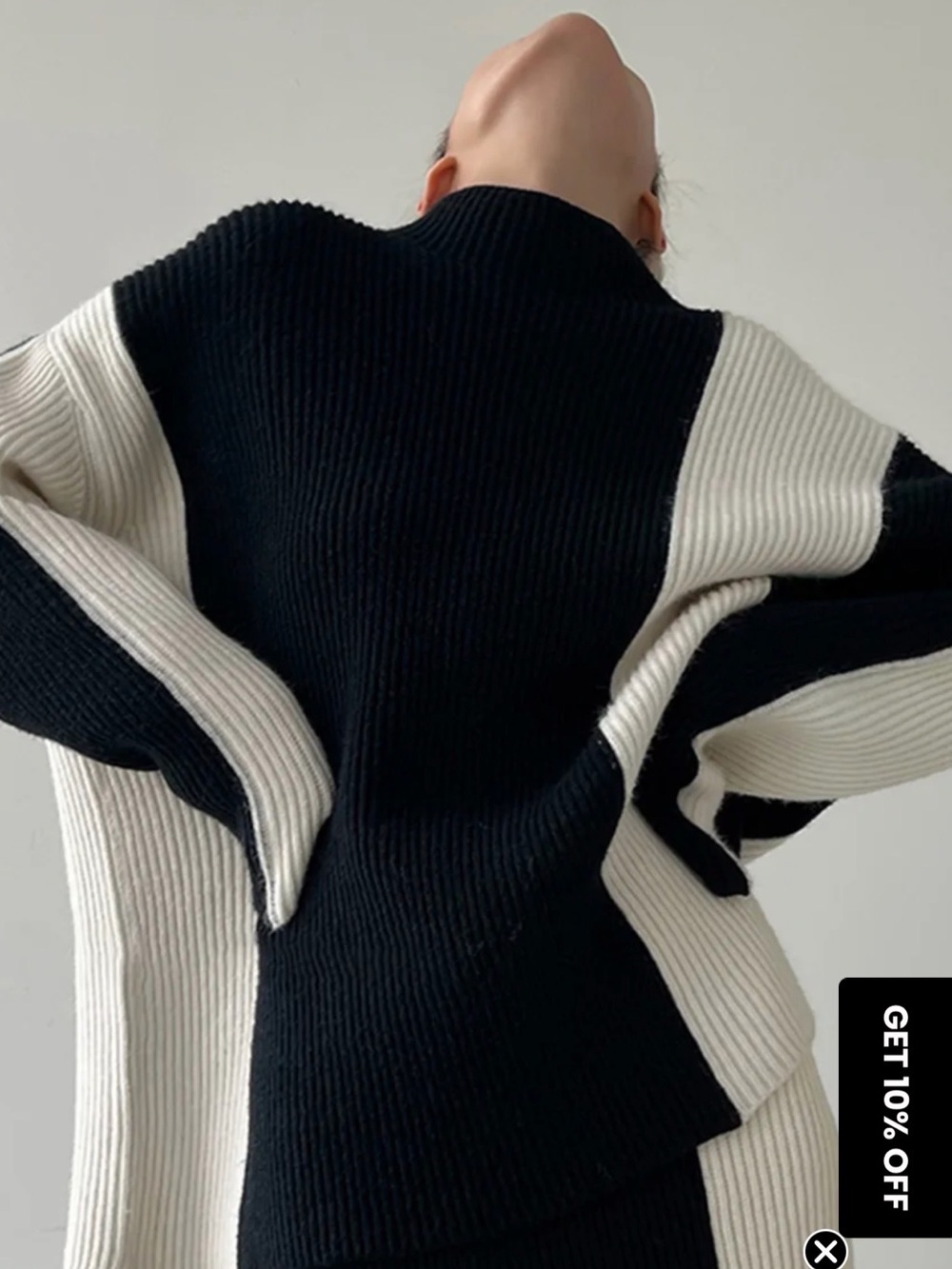 Commense Black & Cream Colorblock Ribbed Sweater Set - Picture 5 of 12